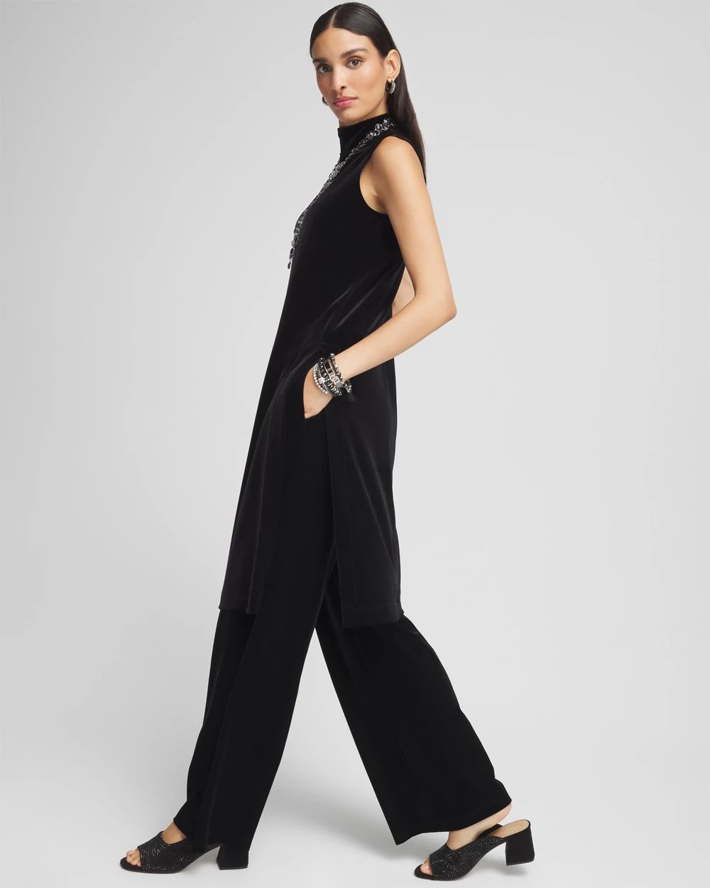 Petite Travelers™ Velvet Wide Leg Pant | Chico's